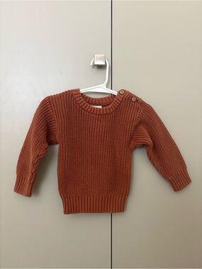 Mebie Baby - Terracotta Knit Sweater with Shoulder Buttons